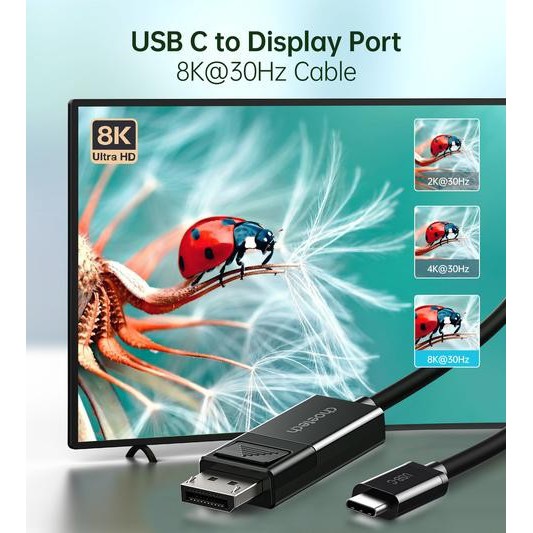 Usb 3.1 Type c to display port dp cable choetech 8k 4k 2k 165hz active two-way 1.8m Xcp-1803 - Kabel Usb-c to displayport 1.8 meter