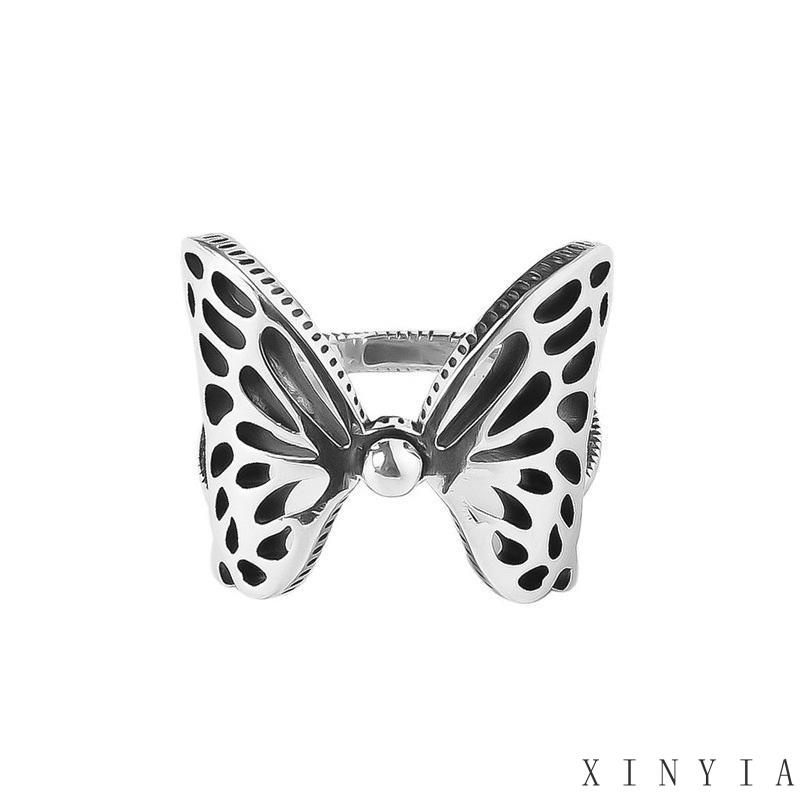 Cincin Jari Telunjuk Model Terbuka Desain Kupu-Kupu Geometris Gaya Vintage Untuk Wanita