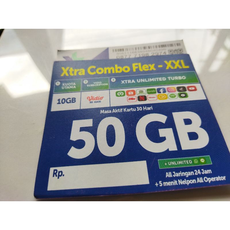 KARTU PERDANA XL COMBO FLEX 50.GB UNLIMITED