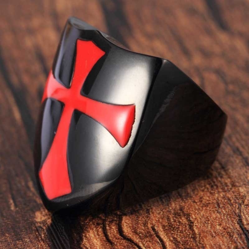 SEUSUK  Vintage Fashion Punk Armor Shield Knight Templar Crusader Cross Ring COD