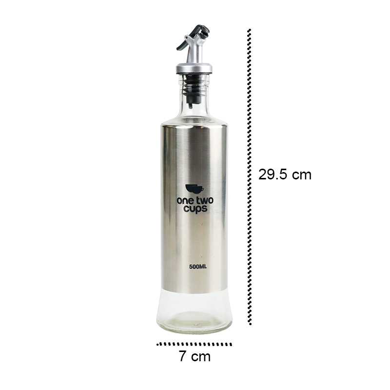 Botol Minyak Kaca Tempat Minyak Goreng Kecap Cuka Saus Olive Oil Stainles Steel Platted 500ml One Two Cups