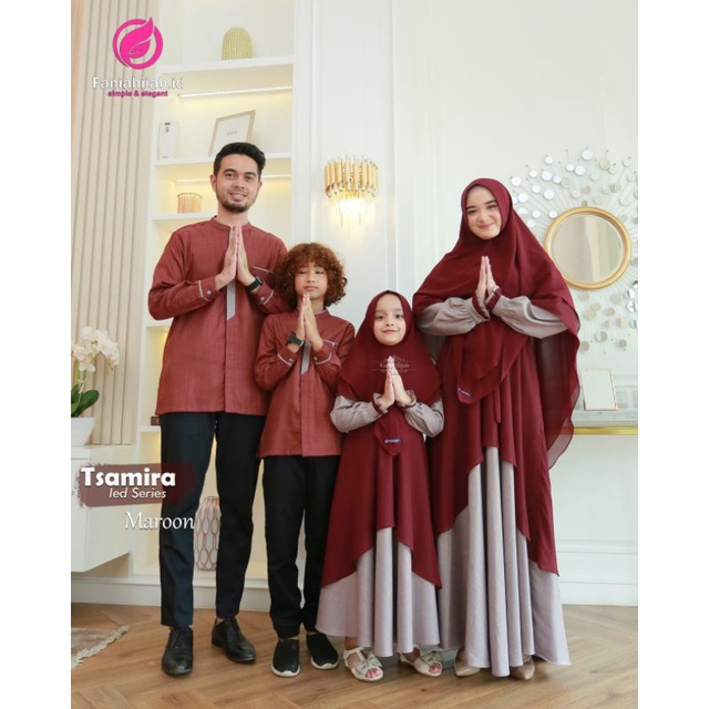 Tsamira Maroon /  Tsamira Eid series Fania Hijab  Maroon / Sarimbit Faniahijab.id / Fania Hijab 2022