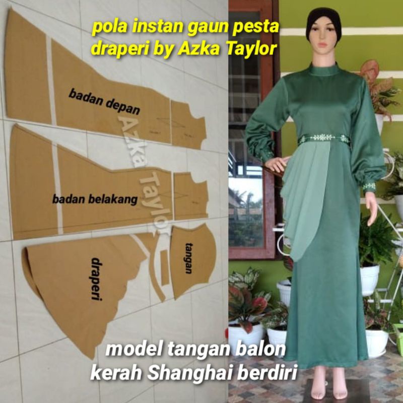 pola instan gamis duyung/draperi tangan balon