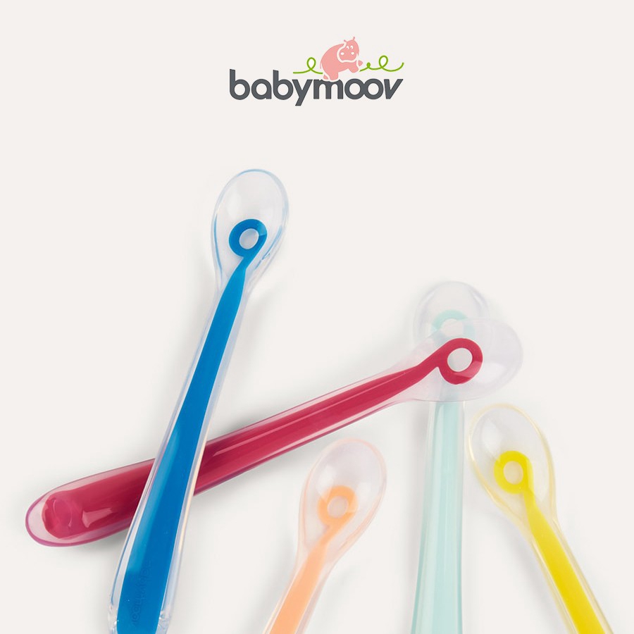 MAK208 BABYMOOV SENDOK MAKAN SILIKON  FIRST AGE SILICONE SPOON ISI 5 PCS