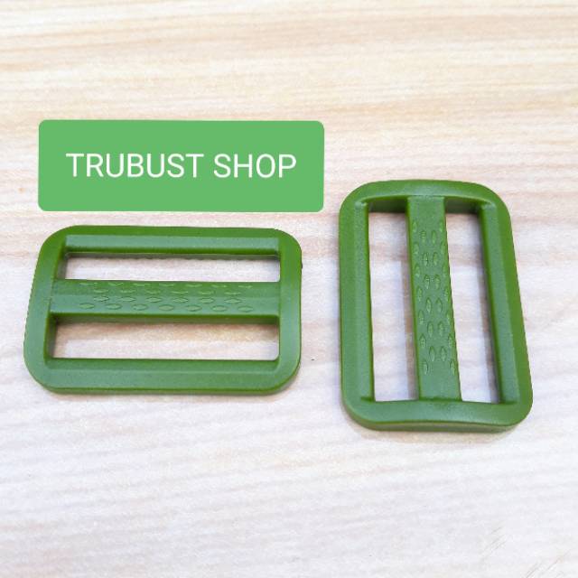 Ring jalan tas ukuran 3,8cm plastik buckle acetal hijau tni jual per 1pc