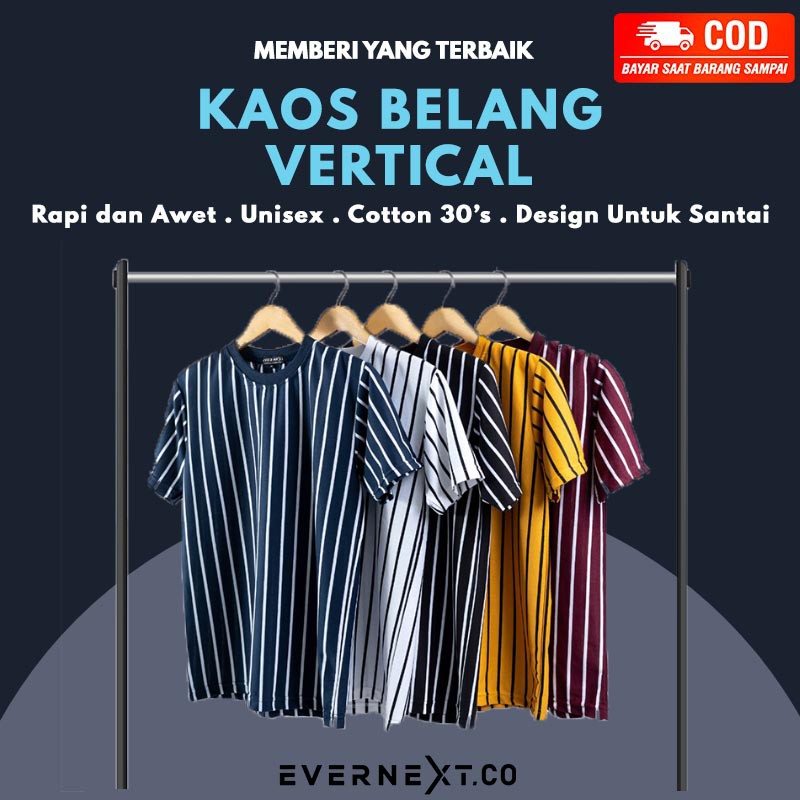 Kaos Belang Vertikal Unisex Distro Outfit Pria Wanita Cowok Cotton Combed 30 Outdoor Kerja kantor