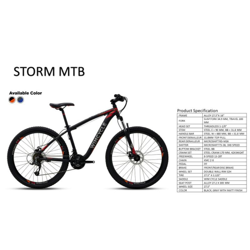 Sepeda Wimcycle Storm MTB 27.5 inchi