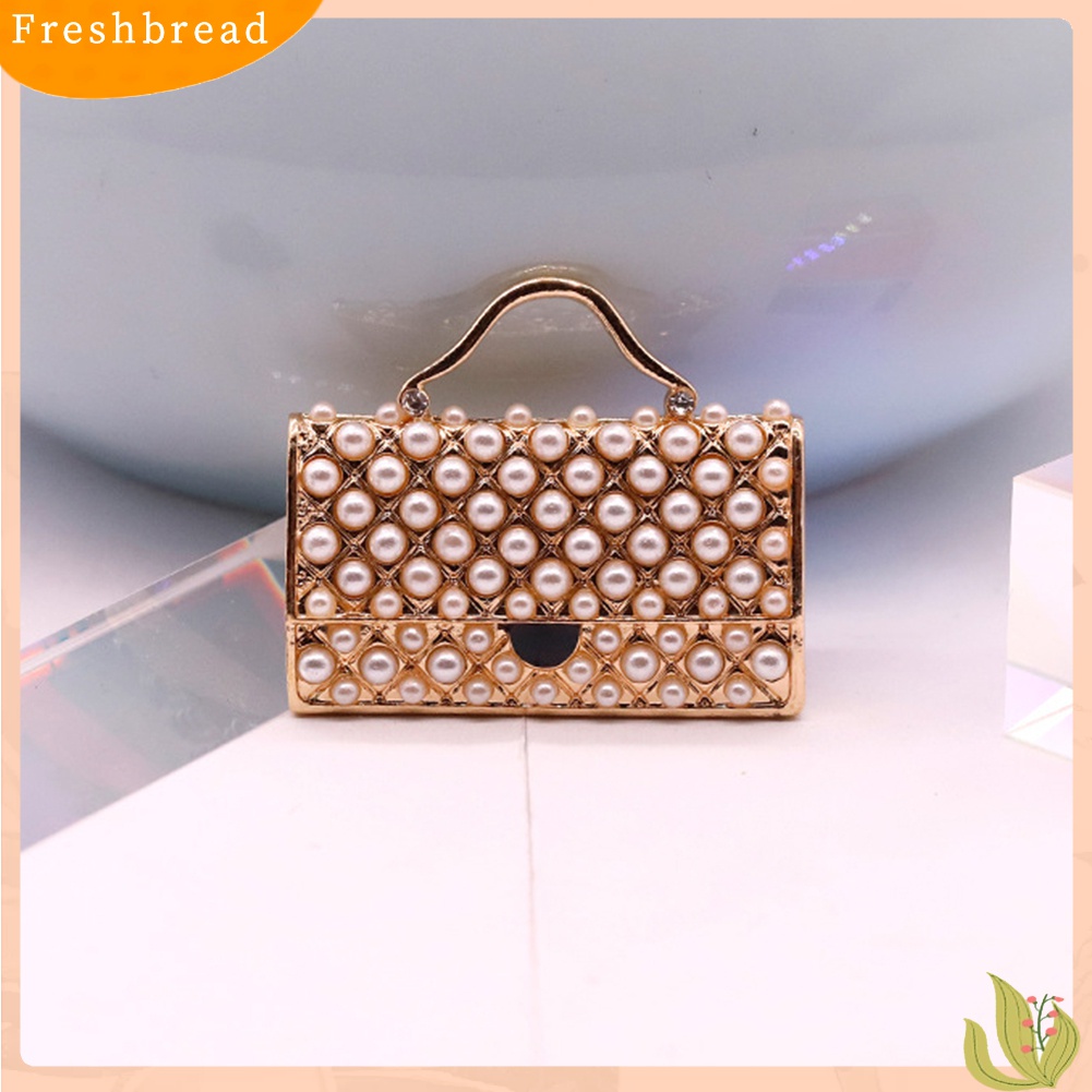 Fresh| Pin Bros Bentuk Handbag Aksen Mutiara Imitasi Untuk Jaket Denim