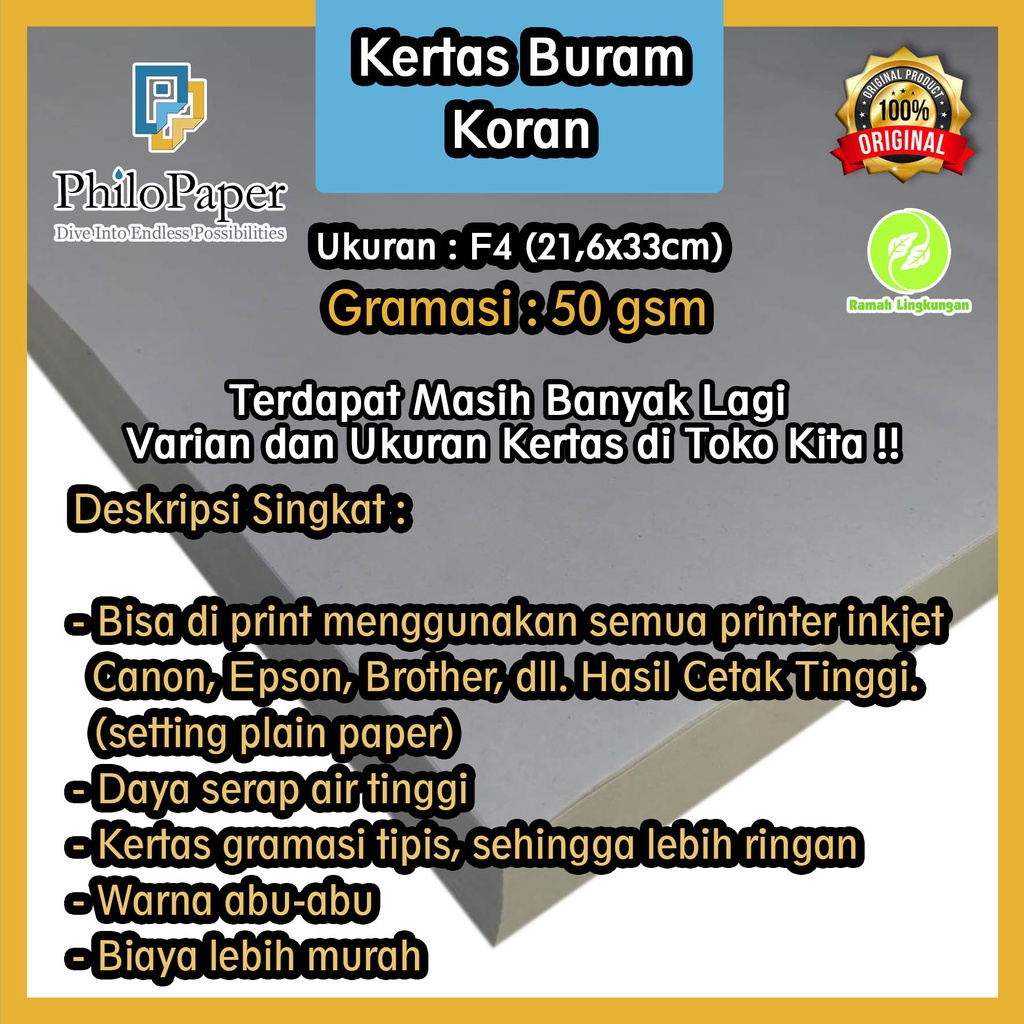 

Kertas Buram Koran 50 gsm F4