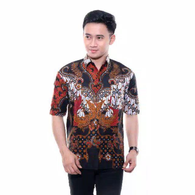 Kemeja Batik Pria Lengan Pendek Size M L Xl Xxl Bswart Batik Hrb026 Kenongo Hem Panjang Padi