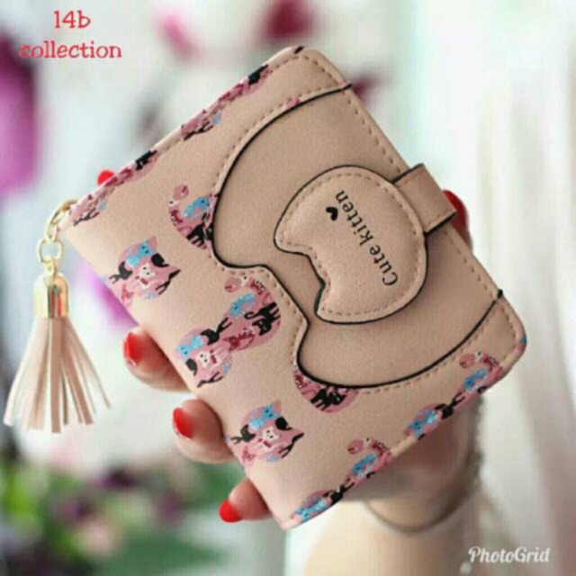 Dompet mini lipat cute kitten 14B / dompet kucing terlaris