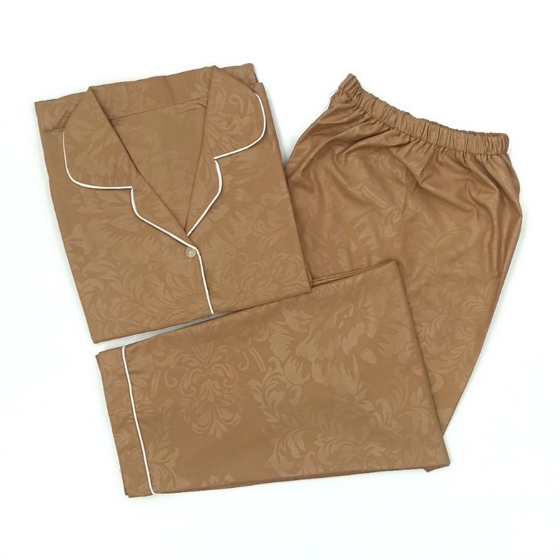 Baju Tidur Wanita / Piyama Wanita Tie Dye Set Motif Kekinian-Emboss Brown
