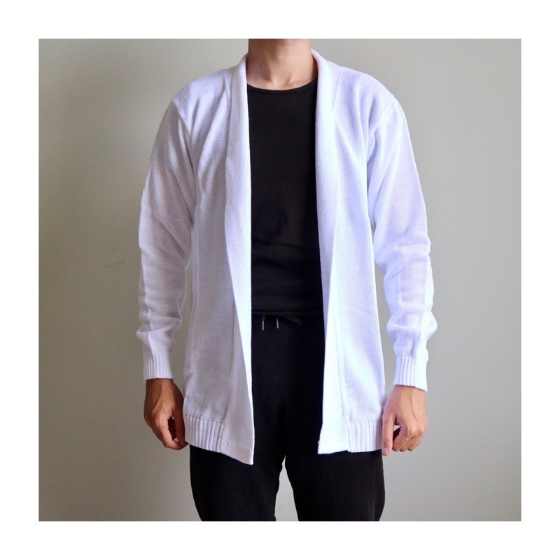 Outer Long Cardigan / Cardigan Rajut Panjang Kimono Tanpa Kancing 7 Warna 6 Size-White
