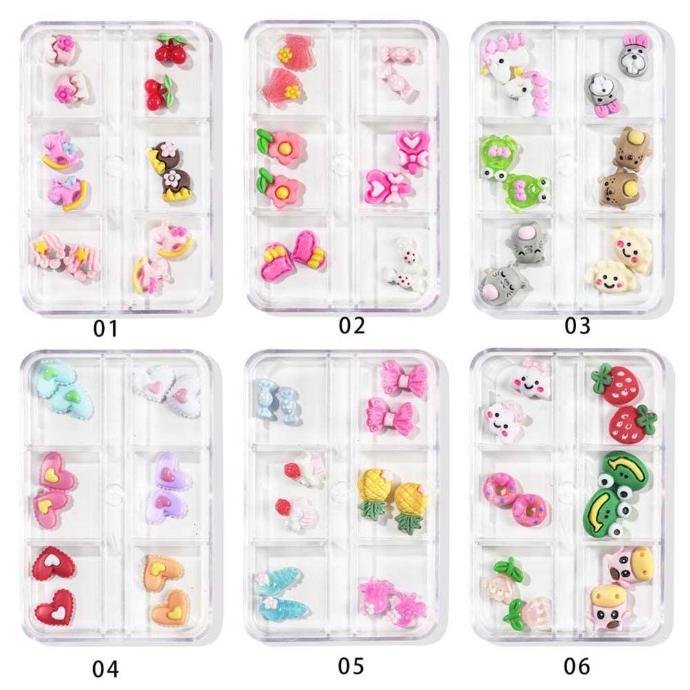 Mxbeauty Perhiasan Resin Kreatif Tips Kuku Halus Kartun Warna Campur Perhiasan Kuku 3D