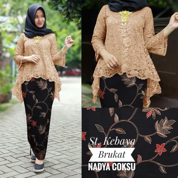 set kebaya brukat bianca motif rambat ternew