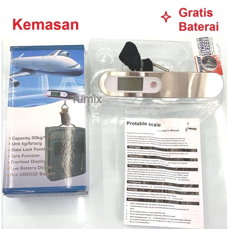 Timbangan Koper Tas Bagasi Gantung Travel 50kg Digital Luggage Scale Portable Stainless Steel