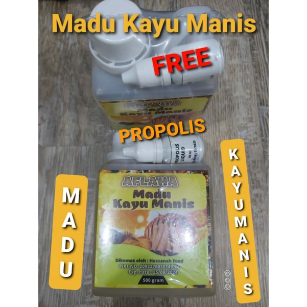 

Madu Kayu Manis FREE (Propolis liquid 10ml) AFLAHA 500 gr