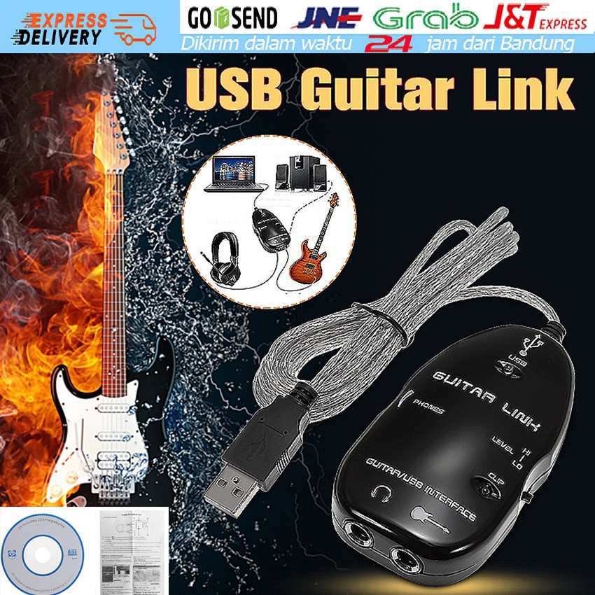 Guitar Link USB Interface Penghubung Komputer Android XP Windows Soumd Card Effector