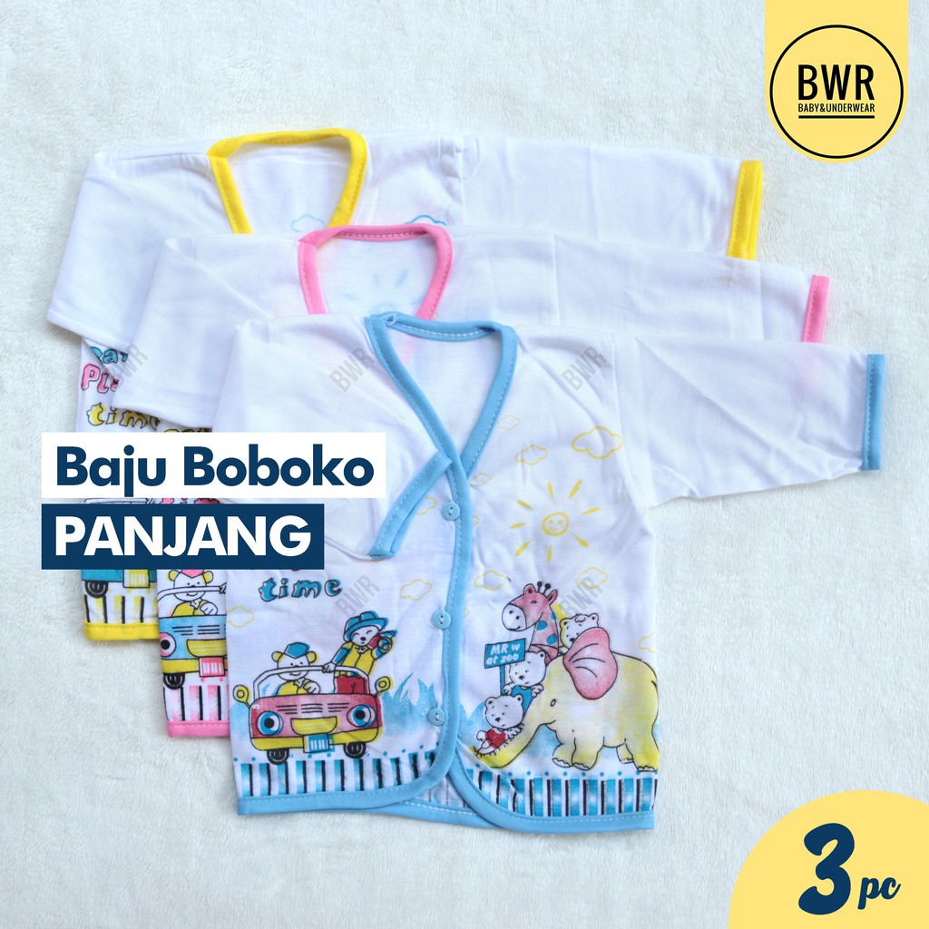 [ 3pc ] Baju Bayi Murah Berkualitas BOBOKO SABLON PANJANG Print - Bwr