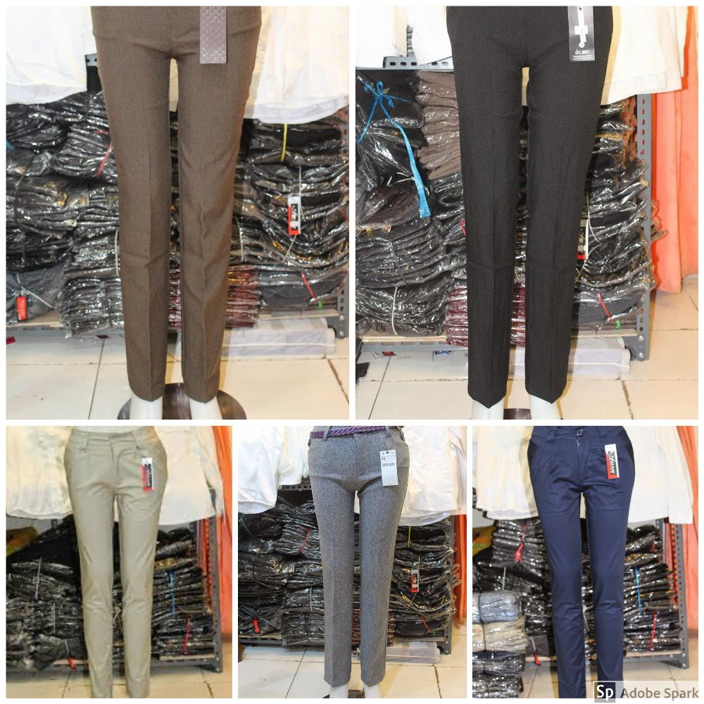 Celana Bahan Wanita Formal Celana Kerja Basic Cewek Kain Katun Stretch Shopee Indonesia