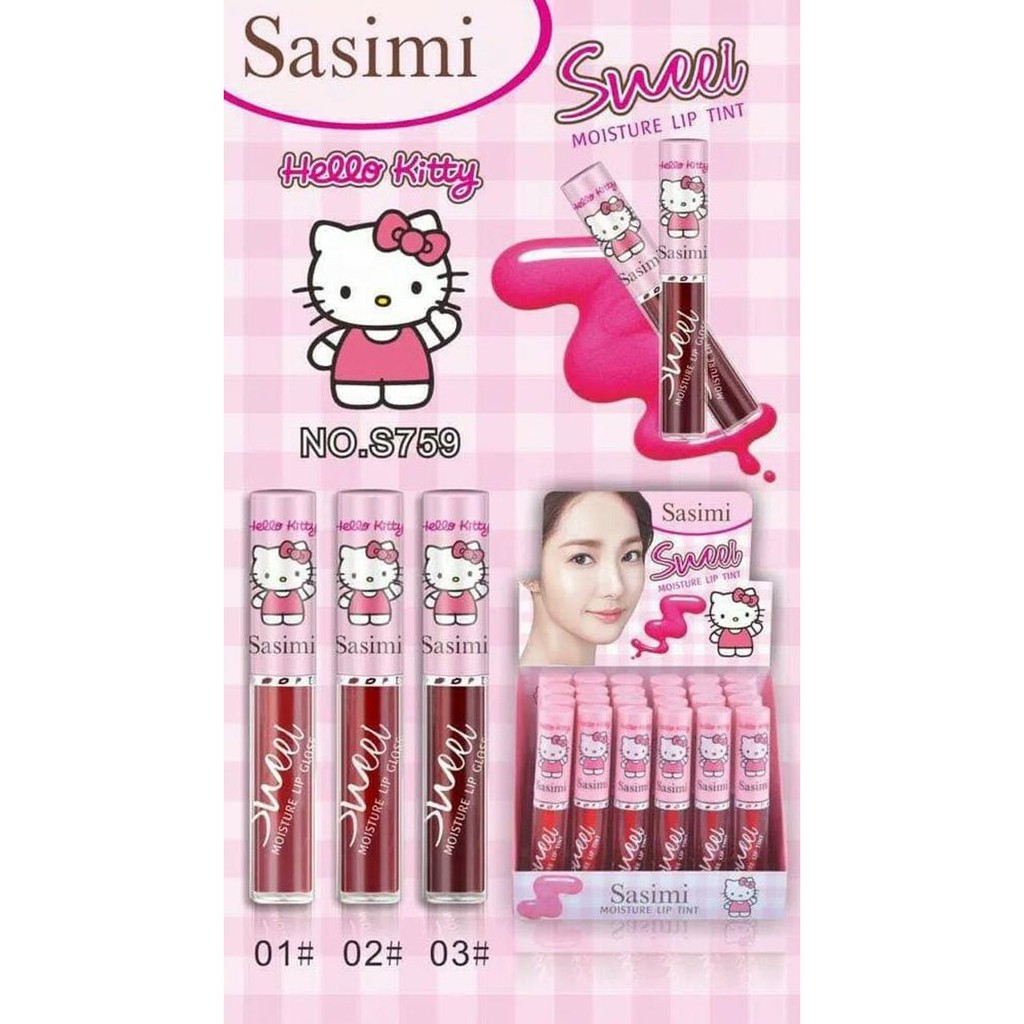 [1 BOX ISI 24] lip tint sasime ORI sweet karakter hellokity moisture liptint