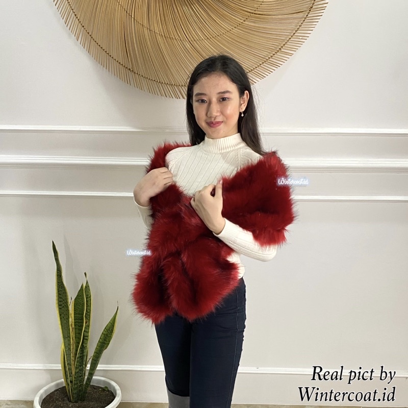 READY INDONESIA Faux fur scarf shawl syal bulu winter pashmina musim dingin tebal import hangat