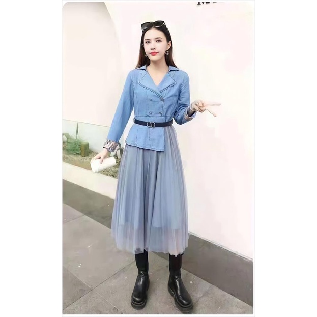 DRESS DENIM KOREA STYLE  PREMIUM BANGKOK BKK, DENIM TUTU DRESS