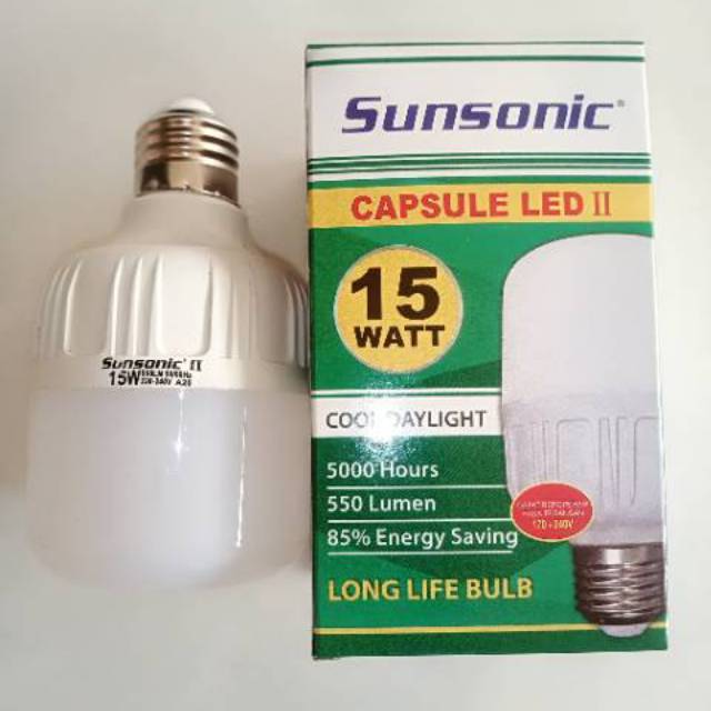 Bola Lampu Led Sunsonic 15 Watt Model Eksklusif Tabung/ Tube