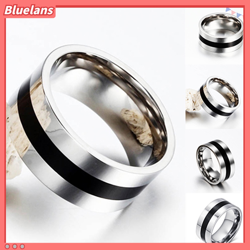 Bluelans Women Men Simple Wedding Engagement Stainless Steel Finger Ring Band Jewelry