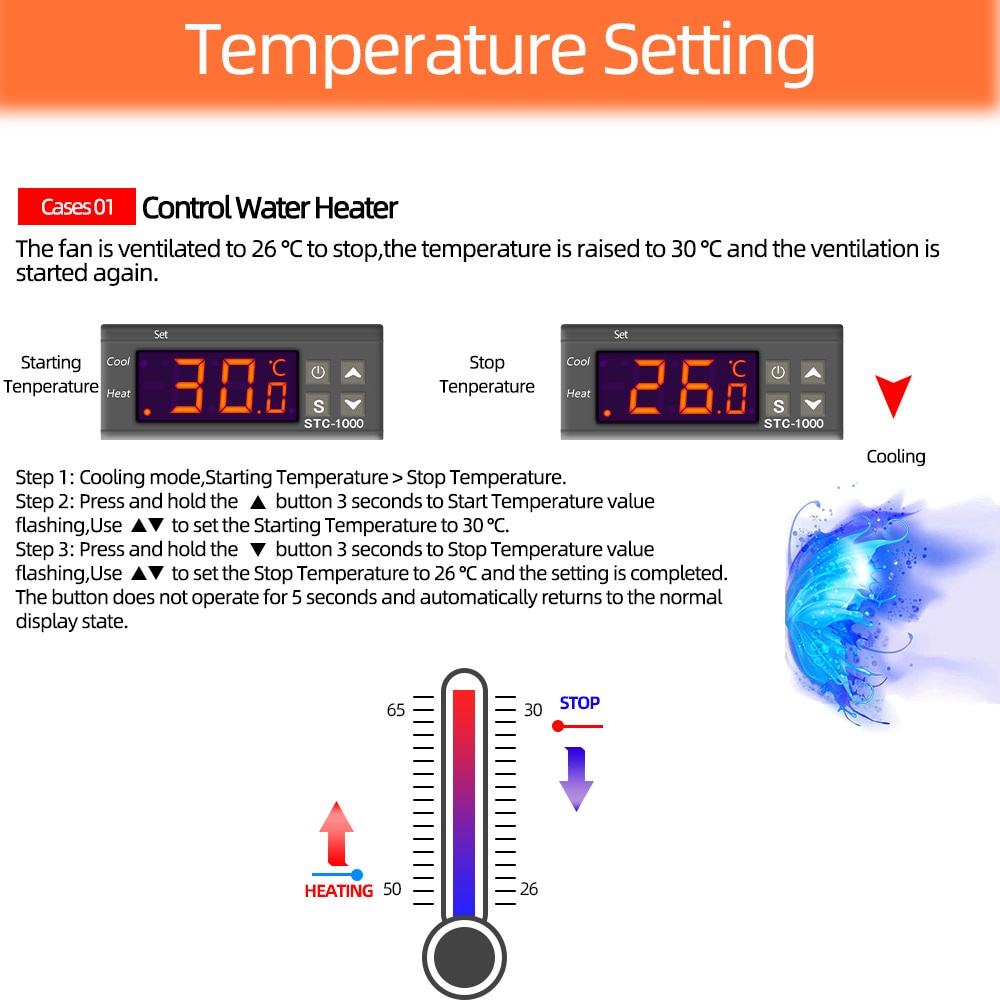 STC-1000 220V AC Thermostat Digital Suhu - Temperature Control