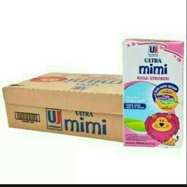 

Susu ultra mimi stroberi ukuran 125 ml isi 40 pcs
