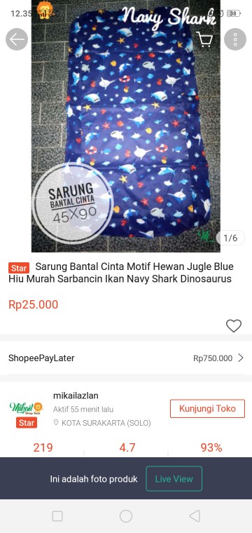 Sarung Bantal Cinta Motif Hewan Jugle Blue Hiu Murah Sarbancin Ikan Navy Shark Dinosaurus Sapi