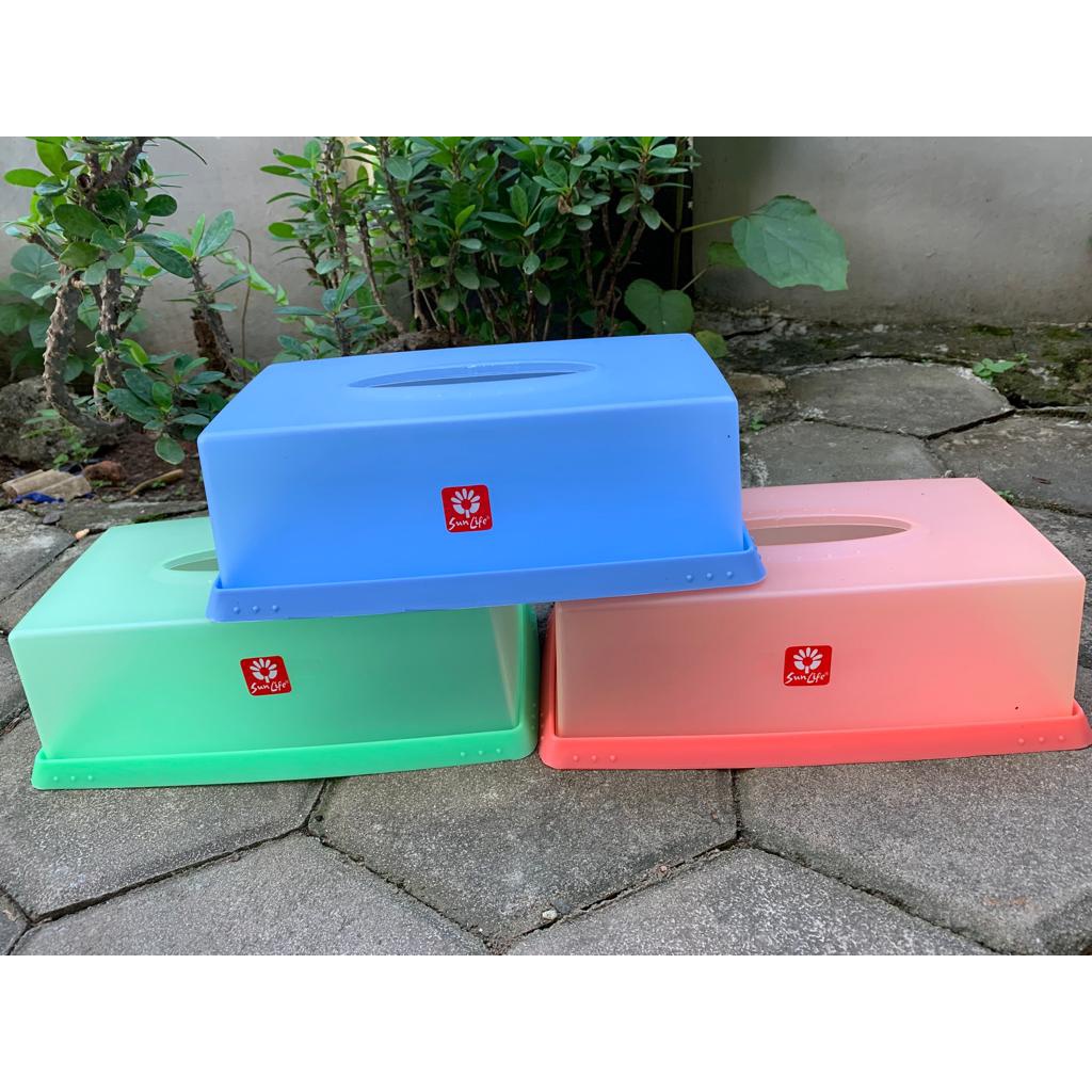 Sunlife Kotak tissue jumbo / Tempat tissu / box tissu segi warna pastel transparan