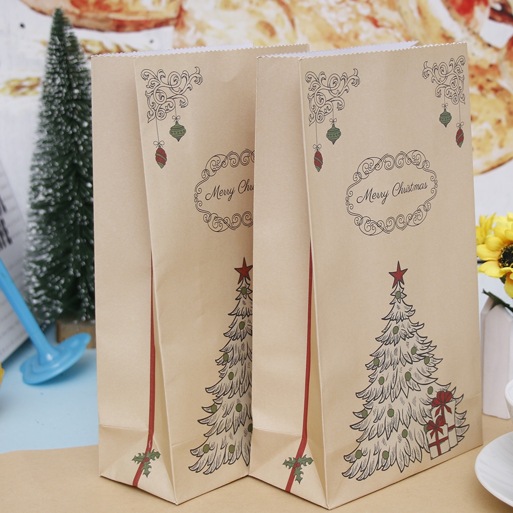 Eco Friendly Craft Paper Bag, Merry Christmas Gifts Bags,Lovely Cookies Present Wedding Candy Bag