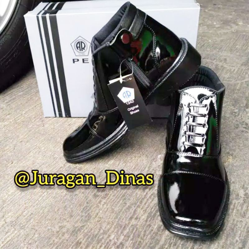 SEPATU PDH PERWIRA TNI POLRI SATPAM SECURITY AR EXCLUSIVE 1209 ORIGINAL KULIT ASLI HITAM GLOS KILAP