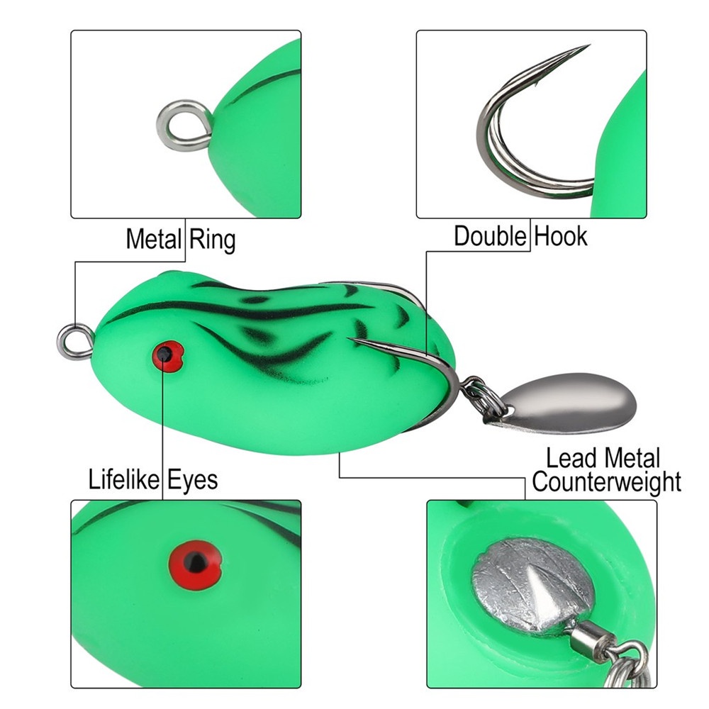 【COD Tangding】Modified Bionic Frog Japan Double Hook Thunder Frog Black Bait Luya Bait Set Simulation Baits Soft Baits