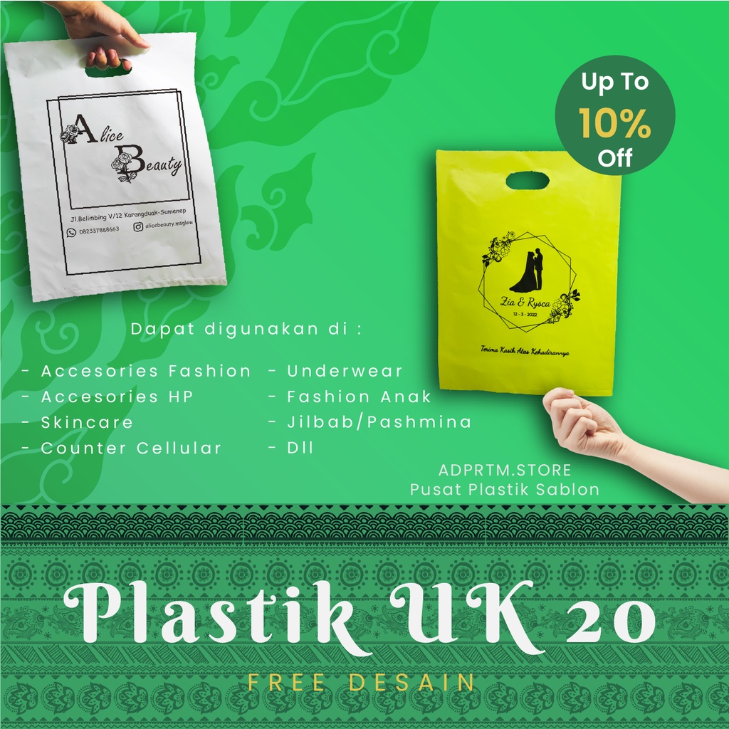Kantong Plastik Sablon / ORIGINAL / 20 x 30 / cosmetik ms glow / Plastik Sablon Packing Olshop Plong