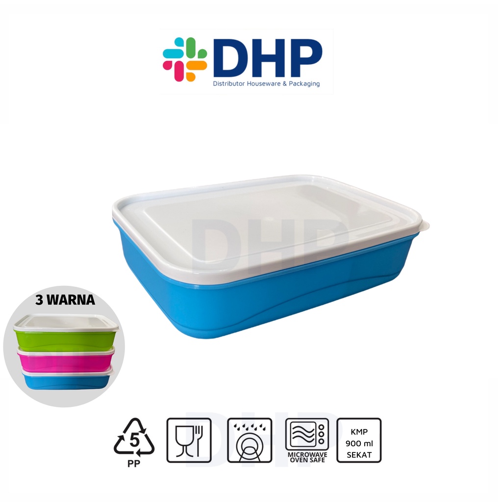 Mutiarapack 900 SEKAT (19.5x14 h:5) Kotak Plastik Tempat Bekal Lunch Box Serbaguna Makanan Sekat 3