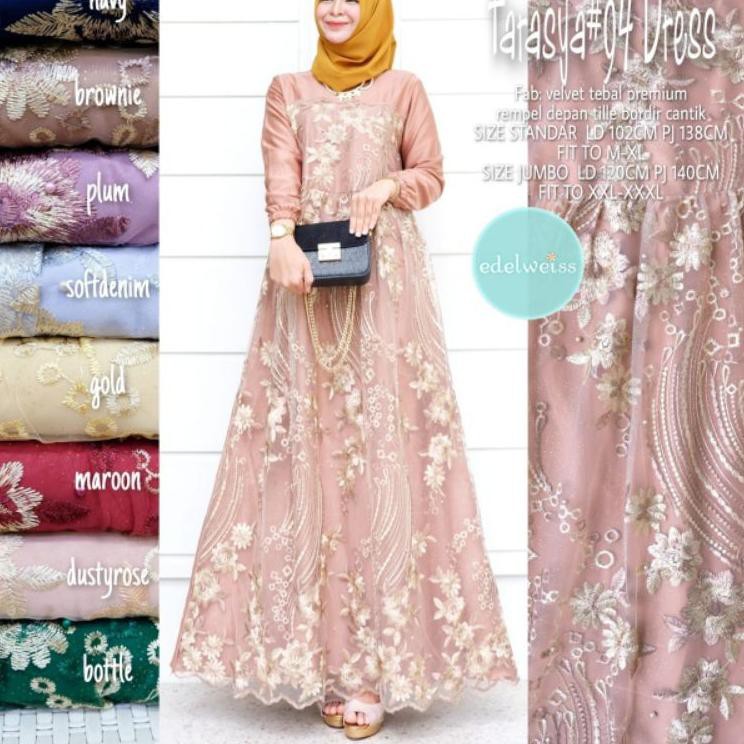 Banyak Dipakai.. Farasya Dress Tile Gamis Brukat Jumbo LD 130 Gamis Terbaru