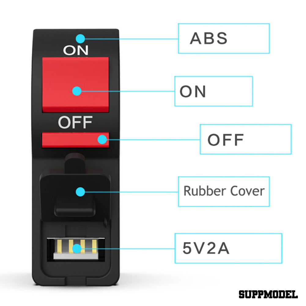 Spm Saklar Switch On / Off Universal Dengan Port Charger Usb Untuk Handlebar Motor