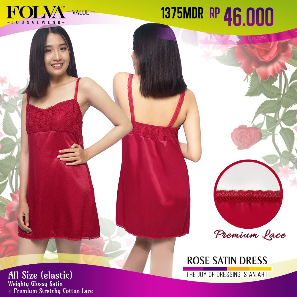 Babydoll Daster satin maroon 1375MDR by Folva Clothing