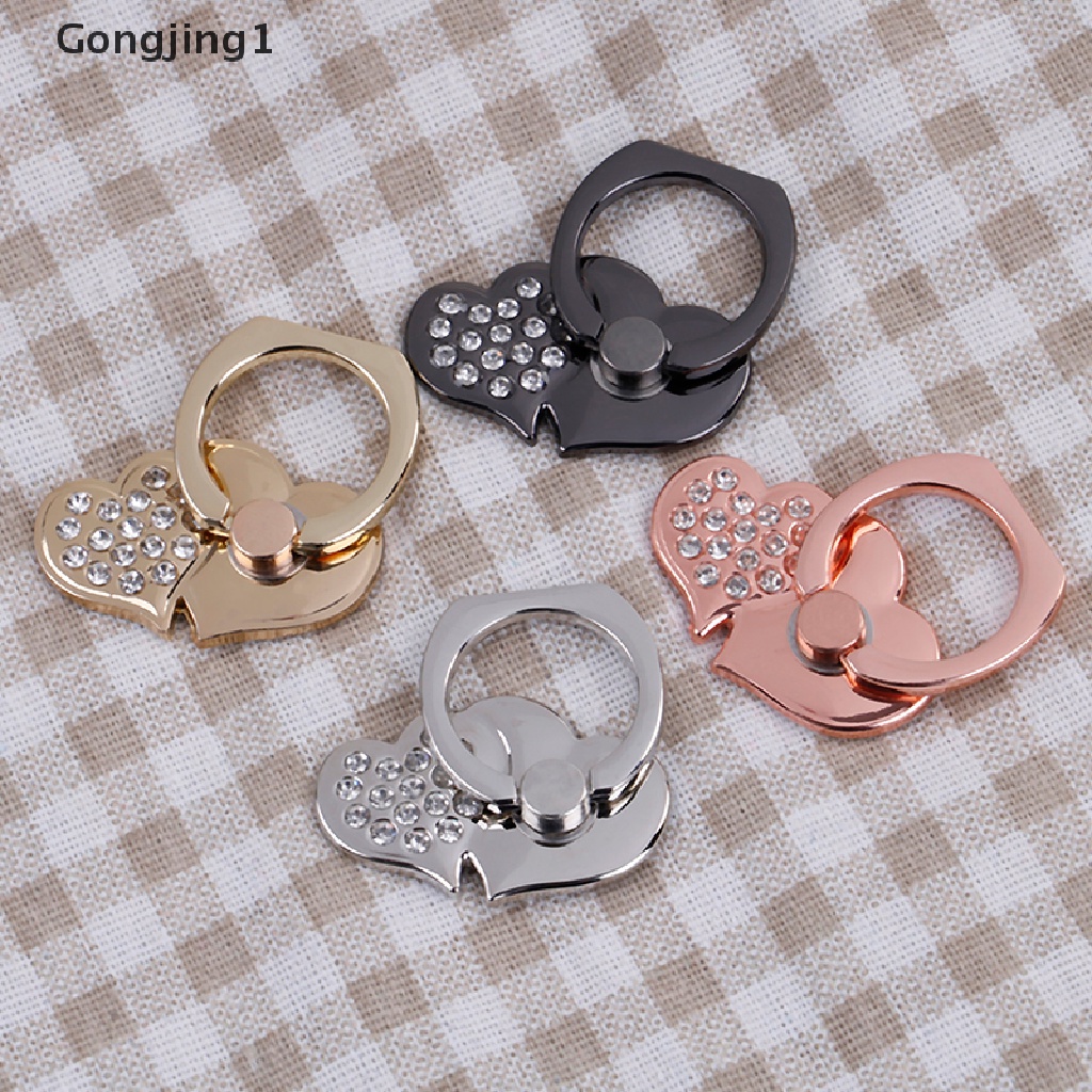 Gongjing 1pc Ring Holder Hp Bentuk Hati Bisa Berputar 360