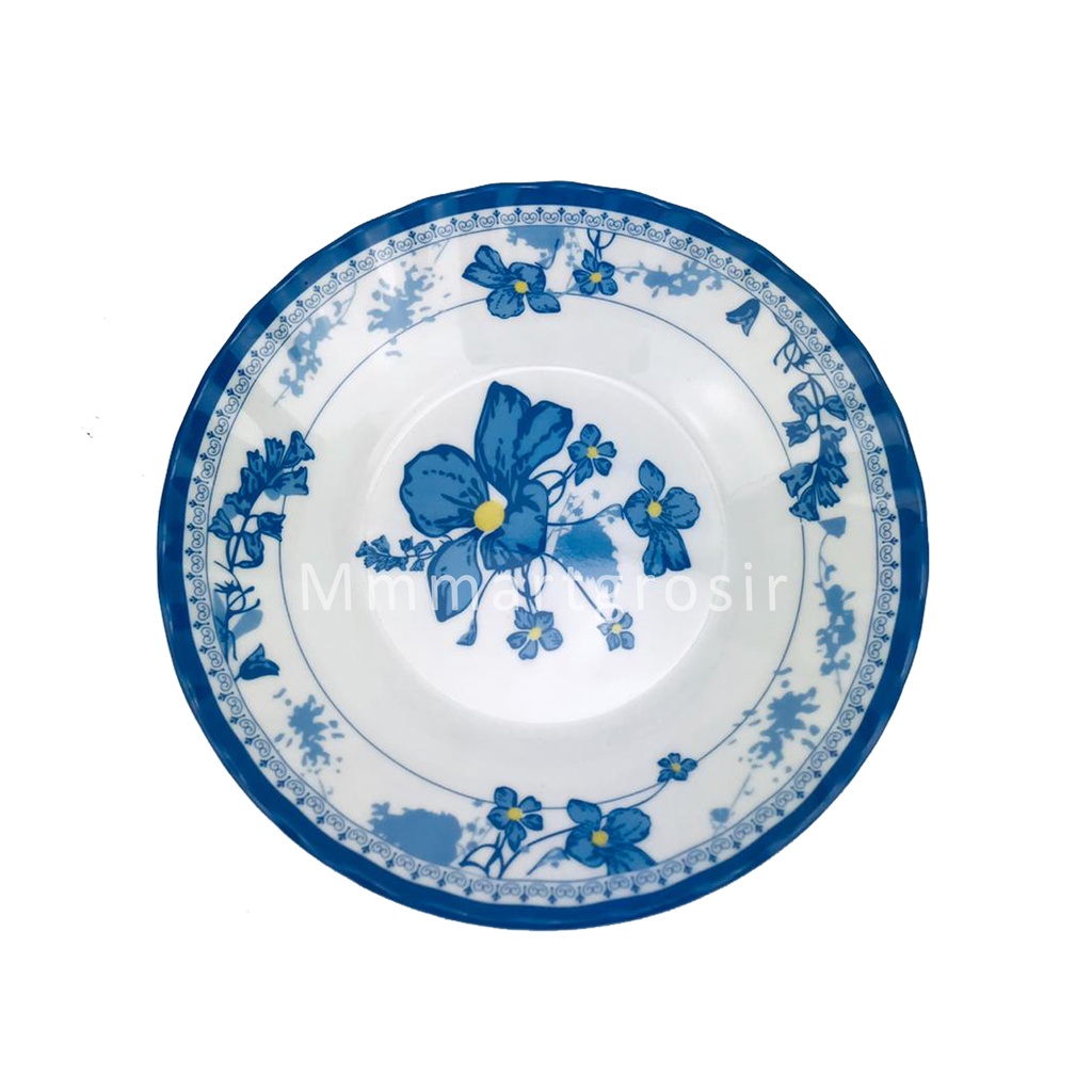 Piring Melamine / Piring Hugi Serbaguna / Piring Motif Bunga / Uk.17x17cm
