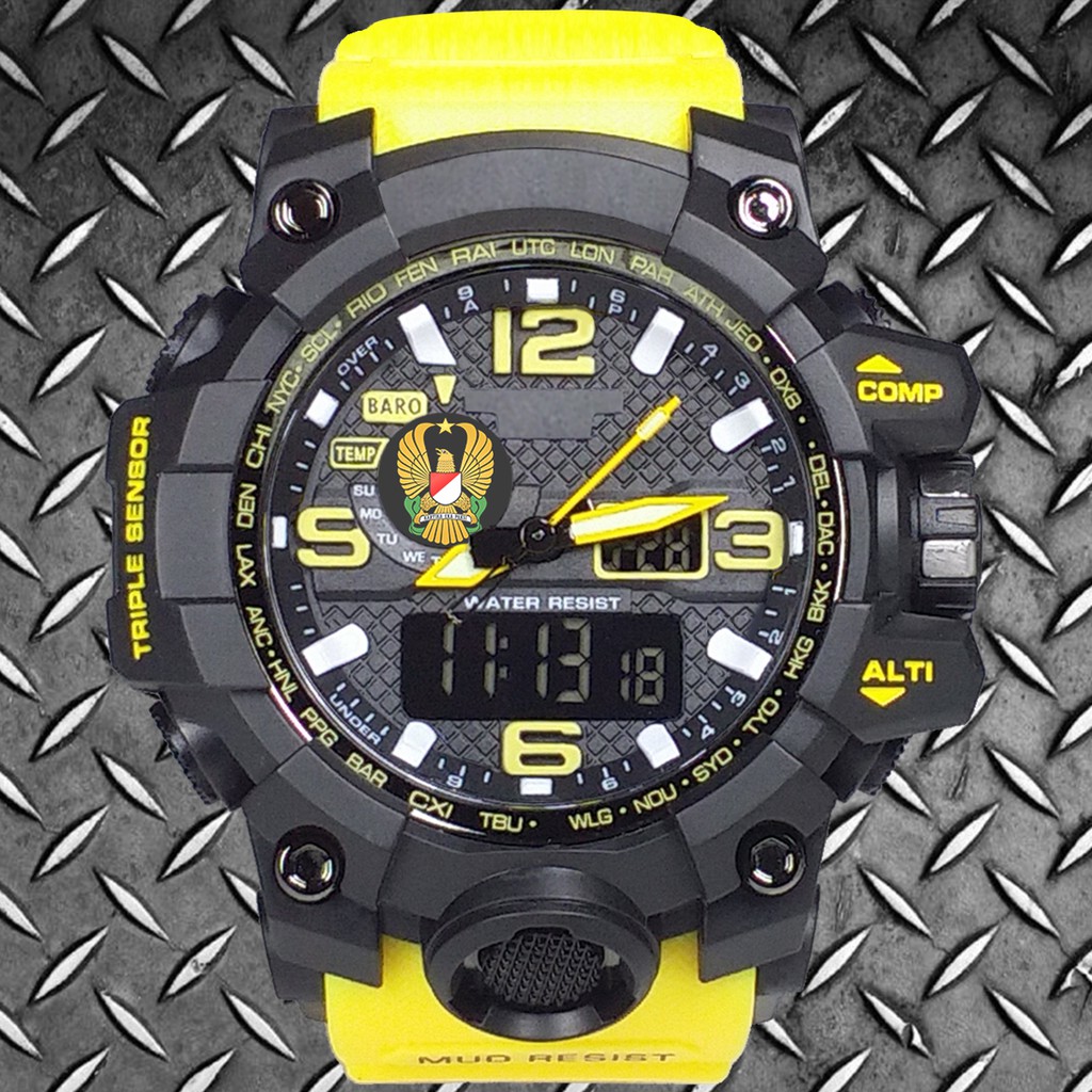 (Istimewa Bossque) Jam LOGO TNI - AD Double Time Tali Kuning (Exclusive)