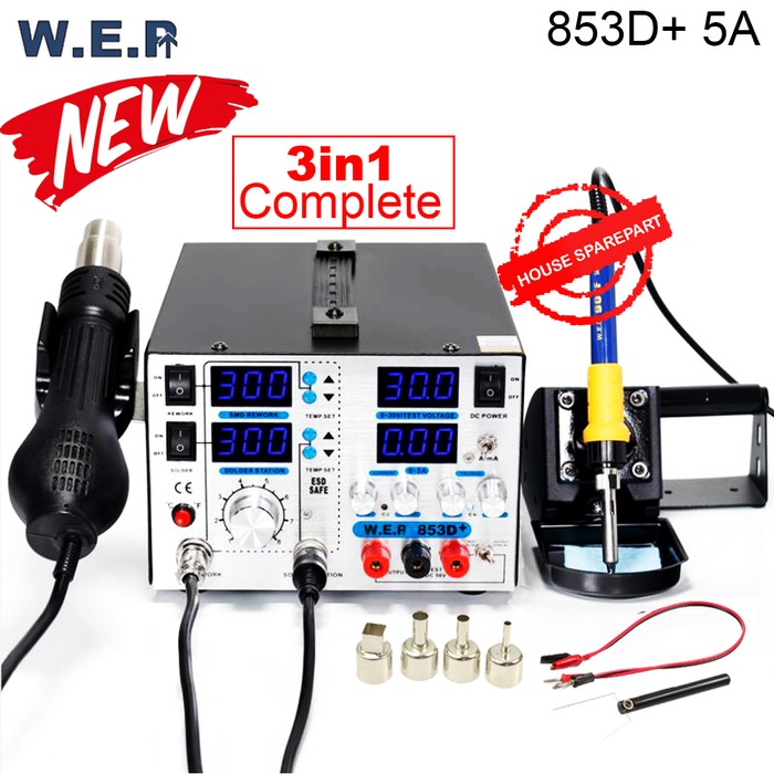 WEP 853D+ 5A 3in1 Blower Uap Soldering Station Power Supply Original