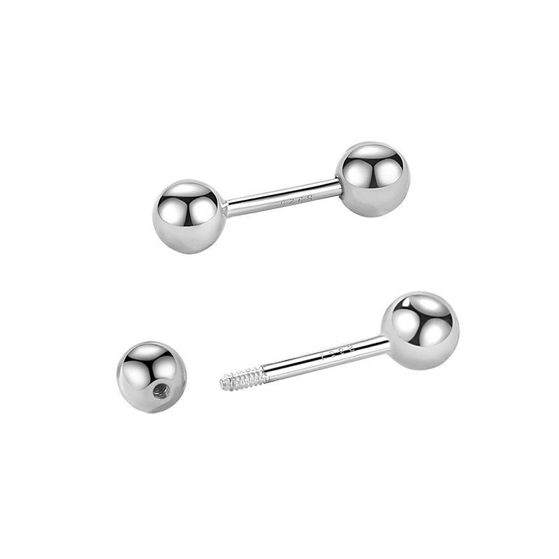 T423 Anting Tusuk Desain Dumbbell Bahan Titanium Steel Gaya Korea Untuk Wanita