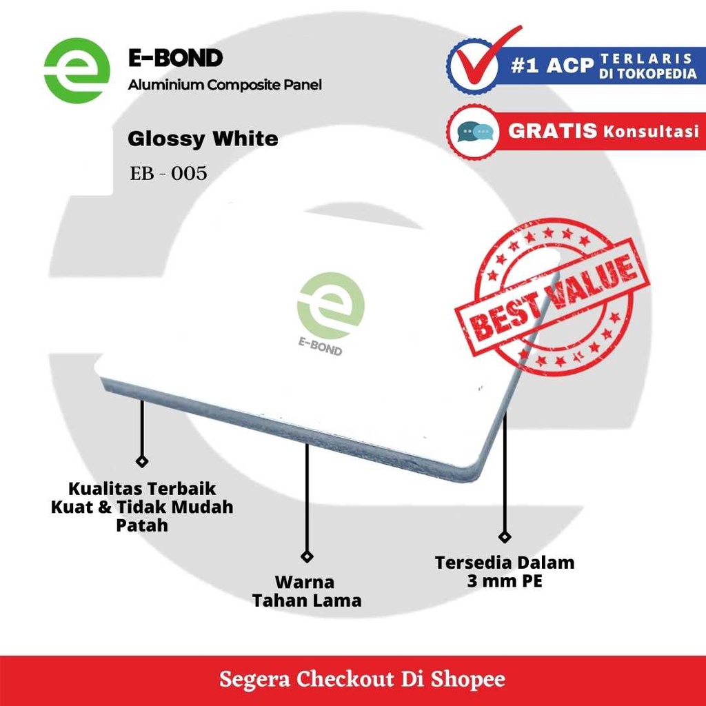 ACP EBOND - Aluminium Composite Panel 3mm - Glossy White