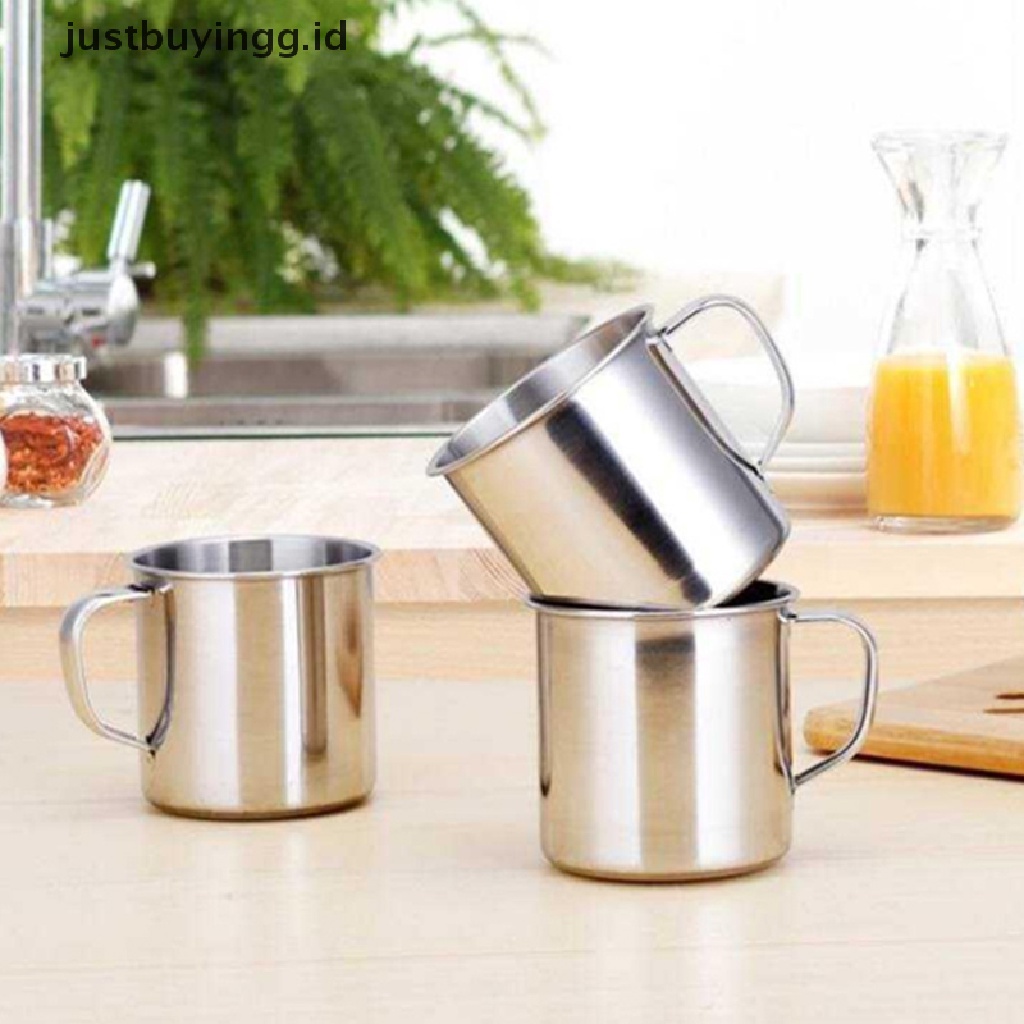 (Justbuyingg.Id) 6pcs Cangkir Kopi / Teh Bahan Stainless Steel Untuk Outdoor / Camping / Hiking