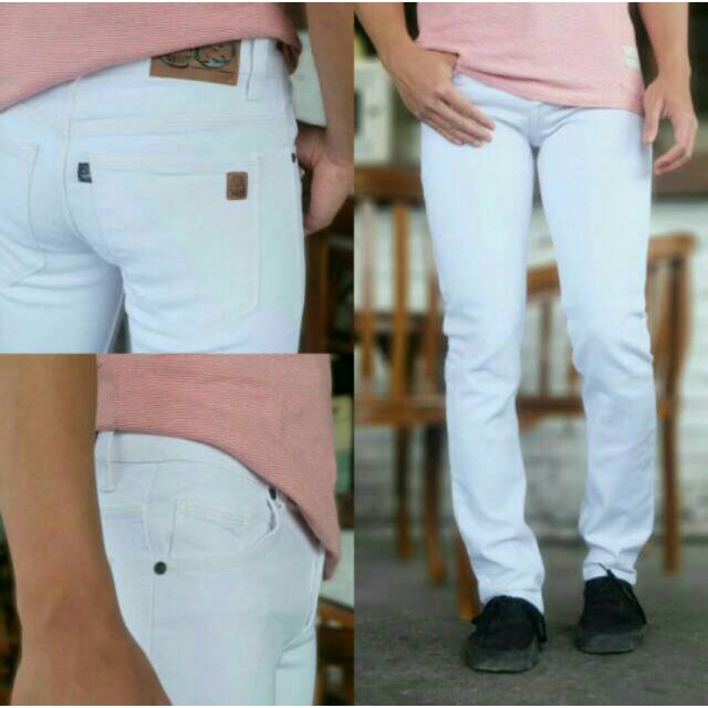 Celana Jeans Panjang pria Warna Putih Bahan Jeans Tebal TC Celana jeans premiumpria Berkualitasdenim