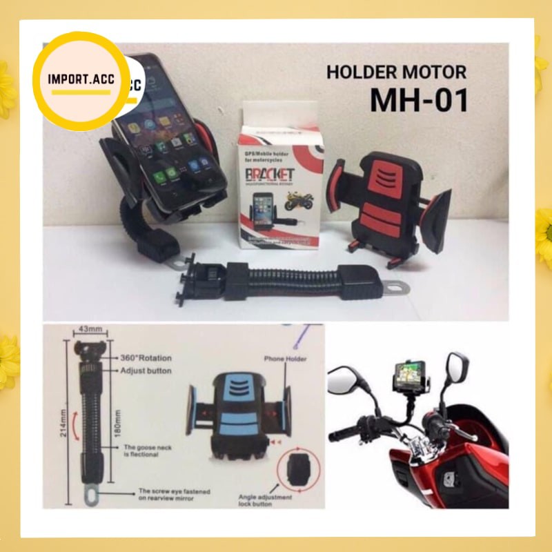 Holder Motor Universal GPS HP Mount 4 Sisi Tempat Hp Spion